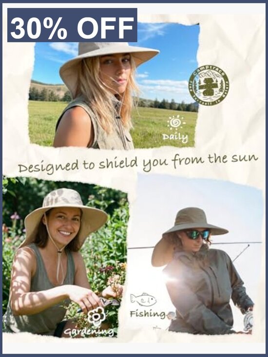 UPF 50+ Sun Hat Wide Brim Hiking Fishing Hat with Neck Flap main image 7